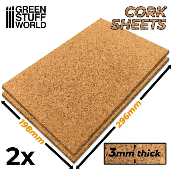 Cork Sheet in 3mm x2 - Kurk Vellen 10458