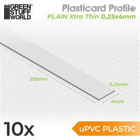 Green Stuff World uPVC Plasticard - Profile Xtra-thin 0.25mm x 4mm 10826