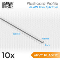 Green Stuff World uPVC Plasticard - Thin 0.50mm x 1mm 10833