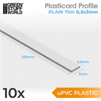 Green Stuff World uPVC Plasticard - Thin 0.50mm x 3mm 10835