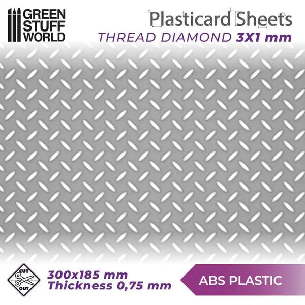 ABS Plasticard Thread DIAMOND Textured Sheet A4 1100