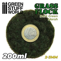 Statisches Grasflockenmaterial 2-3 mm - Dunkelgrünes Sumpfgrün - 200 ml 11146