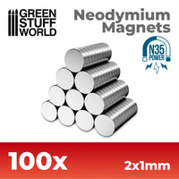 Neodym-Magnete 2x1mm - 100 Stück (N35) 11599