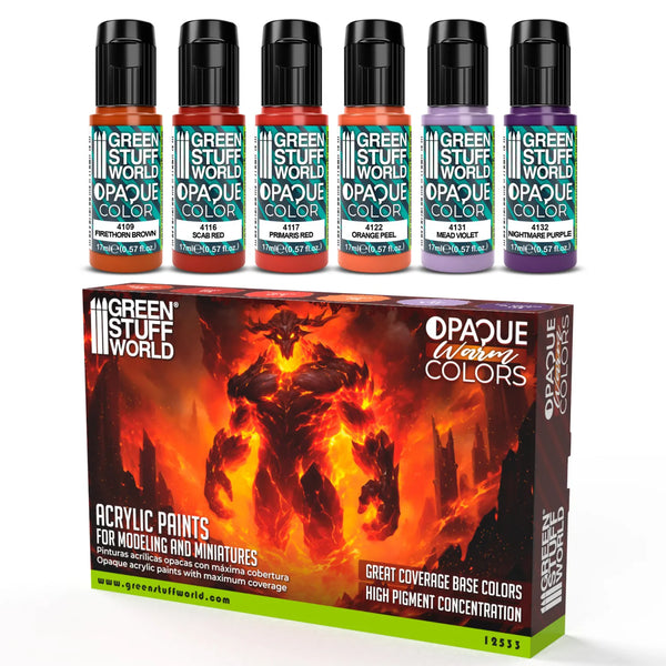 Green Stuff World Opaque Paint Set - Warm Colours 12533