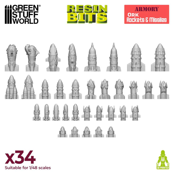 3D-gedrucktes Set: Ork-Raketen und -Geschosse 1 von 48 34x 12647