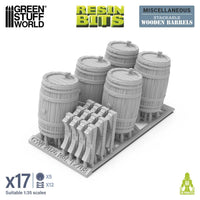 Green Stuff World Stackable Wooden Barrels 1 op 35 12708