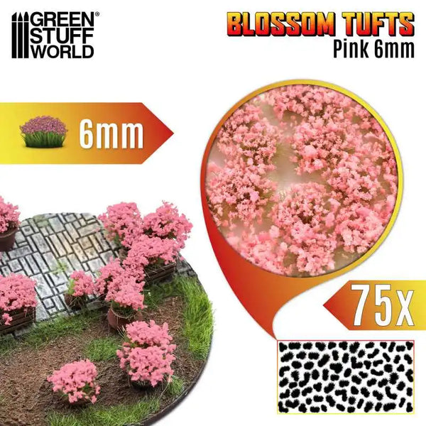 Blossom Tufts - 6 mm selbstklebend, 75 Stück - Rosa Blüten 13006