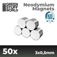 Neodym-Magnete 3x0,5mm - 50 Stück (N35) 9051