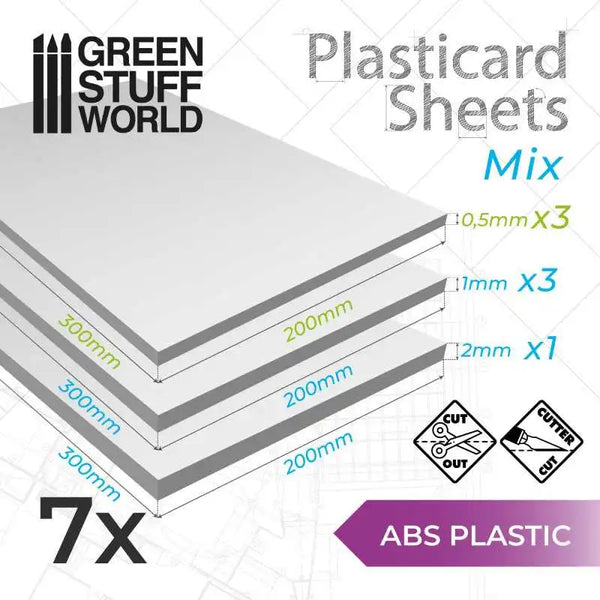 ABS-Kunststoffplatten A4 - Sortiment, 7 Blatt, Packung 9110