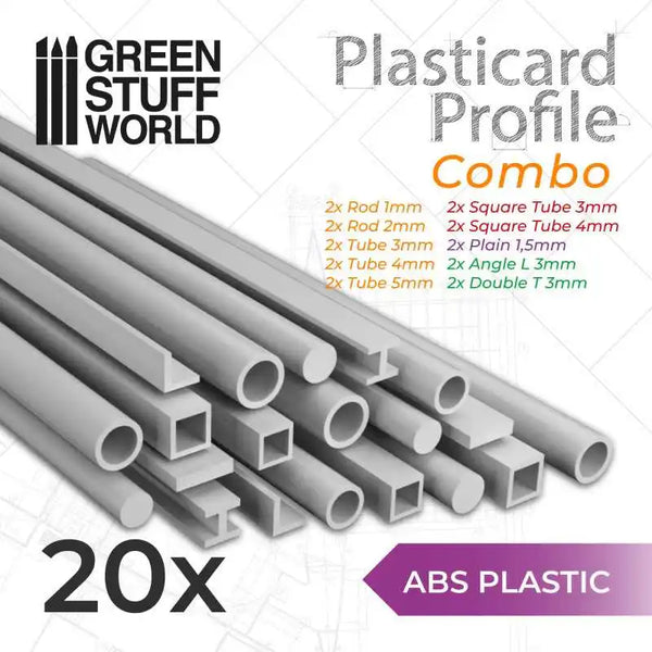 Green Stuff World ABS Plasticard - Profile - 20x Variety Pack 9128
