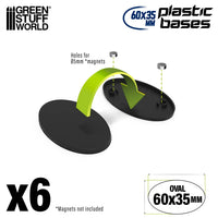 Ovale Sockel, leer, 60 x 35 mm, 6 Stück, 9889