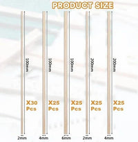 Balsaholz, 130 Stück, 2, 4, 6 mm, 2 Längen